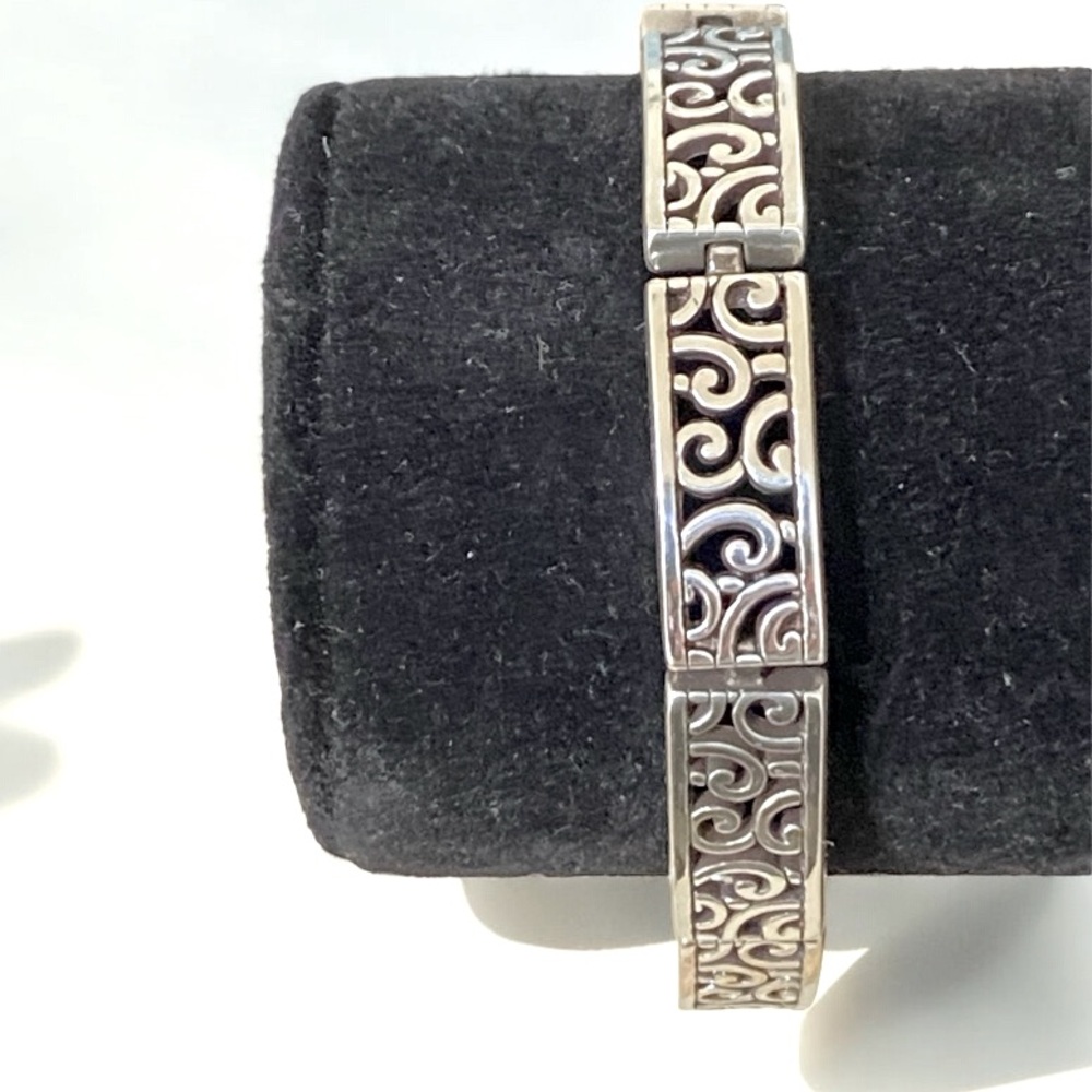Brighton Deco Lace Open Swirl Silver Panel Filigree Adjustable Bracelet - Picture 3 of 5